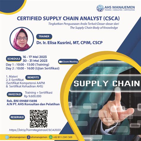 Certified Supply Chain Analyst - CSCA (16-17 & 30-31 Mei 2023) | AHS Manajemen