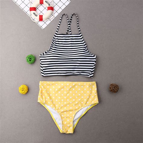 Mommy and Me Two Piece Swimsuit Mother Daughter High India | Ubuy