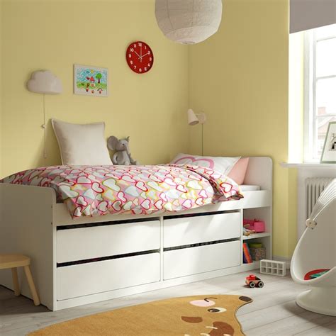 SLÄKT bed frame with storage, white, 90x200 cm (353/8x783/4") - IKEA