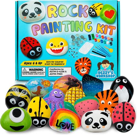 Amazon.com: Dezzy's Workshop Rock Painting Kit for Kids - Arts & Crafts ...