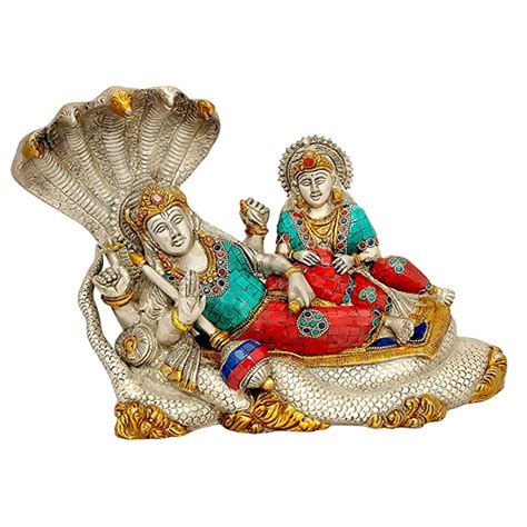 Buy Idol Collections Large Lakshmi Narayan (Laxmi Vishnu) Brass Statue ...