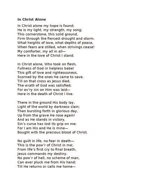 Lyrics of song In christ alone | Assignments Music | Docsity
