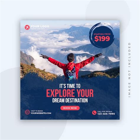 Travel holiday vacation social media post web banner | Premium PSD