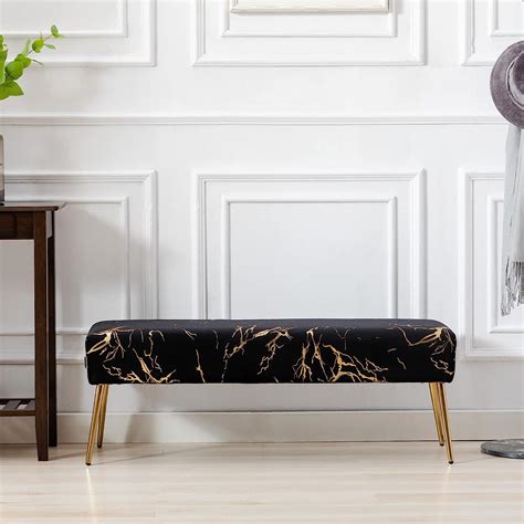 Buy Duhome Modern Gilding Velvet Bench Ottoman, Upholstered Bedroom ...