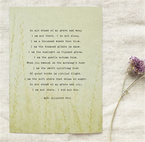 Do Not Stand at My Grave and Weep Mary Frye Poem Grieving - Etsy UK