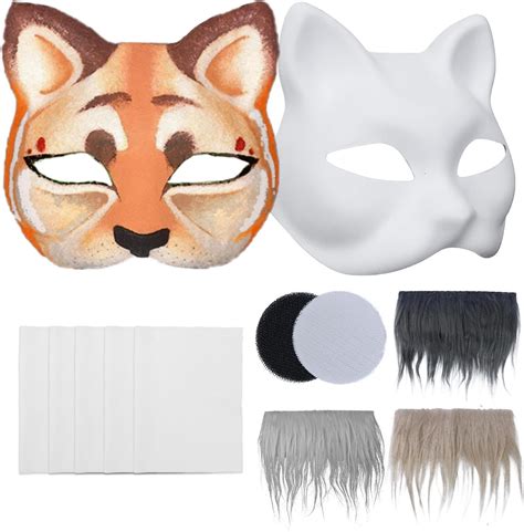 Amazon.com: Litdevil Cat Mask Therian DIY Kit - 5PCS White Cat Mask to ...