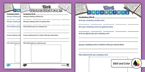 Tier 1 Vocabulary Worksheet