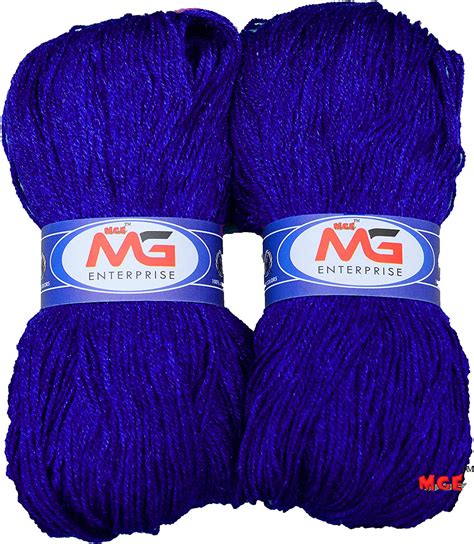 MGE M.G Microshine Royal Blue (200 gm) Wool Hank Hand Knitting Wool/Art ...