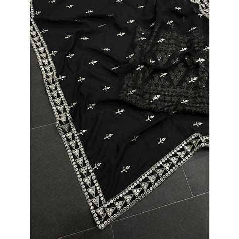 Buy IYALAFAB Women's Georgette Semi Stitched Lehenga Choli In Black ...