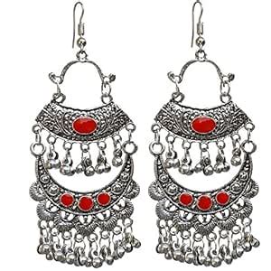 Lucky Jewellery Trendy Orange Color Oxidised Plating Earring for Girls ...