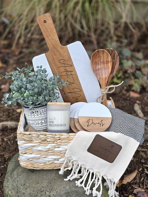 Personalized Housewarming Gift Basket Custom Engraved Cutting Board New ...