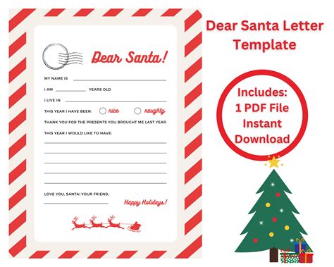 Dear Santa Letter Template Printable