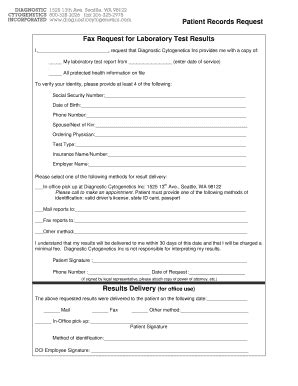Fillable Online Patient Records Request Fax Request for Laboratory Test ...