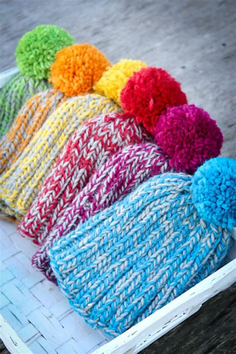 3 Pom-Pom Knit Hat Patterns - Make and Takes