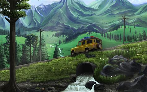 Download wallpaper 3840x2400 jeep, travel, slope, mountains, art 4k ...