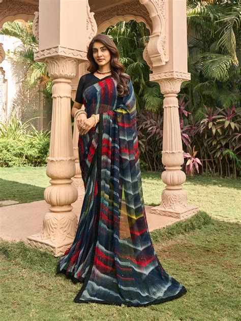 Laxmipati Nakhrali Black Georgette Abstract Printed Saree