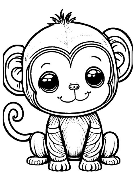 Cute Monkeys Coloring Pages Cute Monkey Coloring Page Graphic By