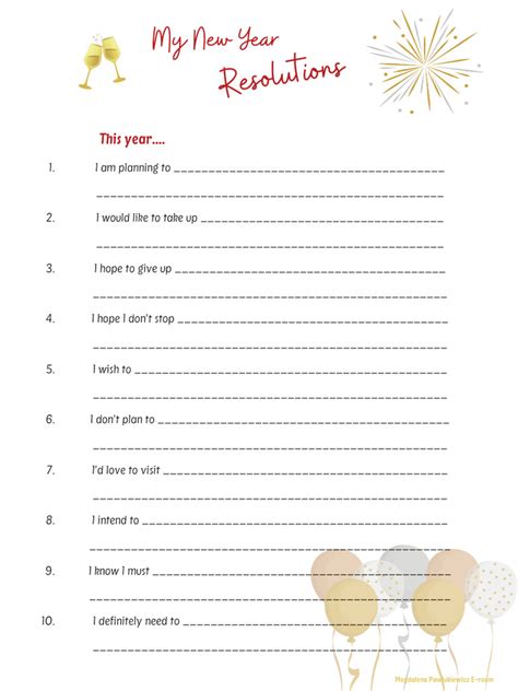 New Year Resolution Worksheet 的图像结果