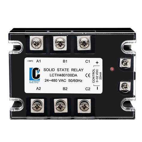 LCLCTC 3 Phase Solid State Relay SSR-100DA DC to AC (Input 3-32VDC to ...
