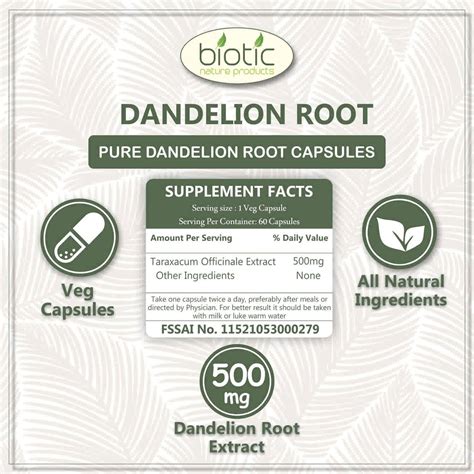 Dandelion Root Extract Capsules ( सिंहपर्णी कैप्सूल ) | Biotic Nature ...