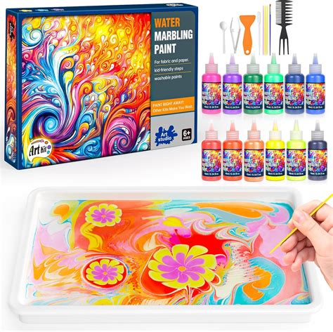 Amazon.com: Water Marbling Paint Kit for Kids - Paint Craft Kits 12 ...