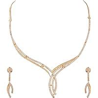 Buy Ratnavali Jewels Brass Gold Plated and Cubic Zirconia Necklace ...