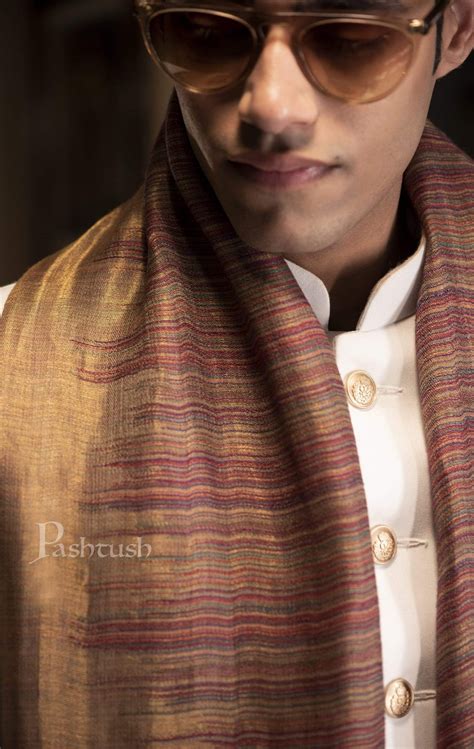Pashtush Mens Scarf With Shimmery Zari Thread Weave (Twilight ...