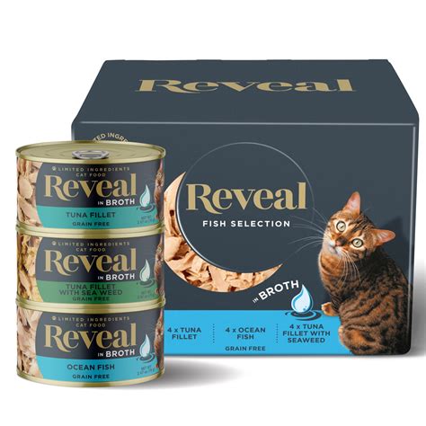 Reveal Natural Wet Cat Food, Fish in Broth Variety Pack, 12 x 2.47oz ...