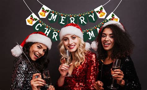 Wobbox Merry Christmas Bunting Banner Dark Green, Christmas Decoration ...