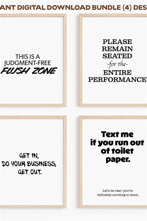 Funny Bathroom Wall Art Bundle - 4 Printable Quotes - Instant Download ...