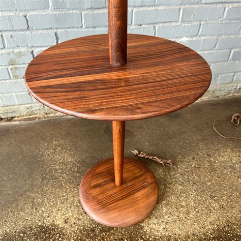 Pair of Walnut Side Table Floor Lamps – MidMod Decor