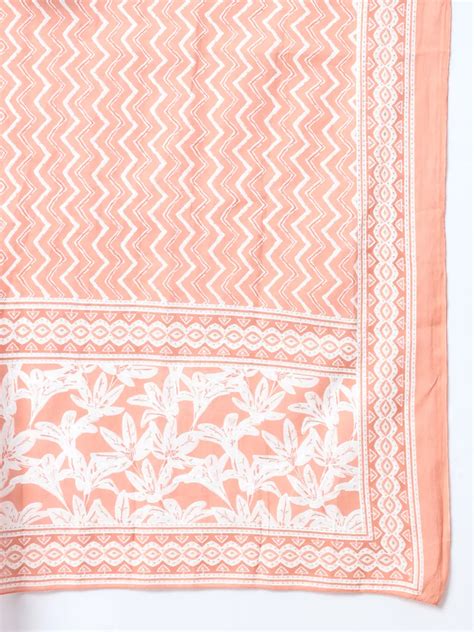 Orange Floral Sequins Work Straight Kurta Trouser And Dupatta Set ...