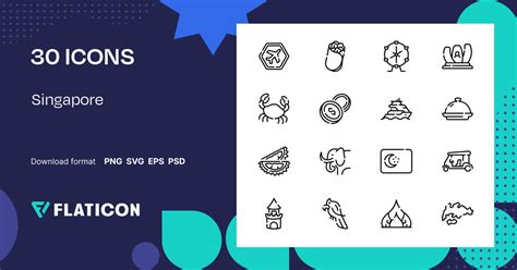 Singapore Icon Pack | Black outline | 30 .SVG Icons