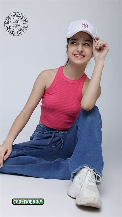 Ribbed Racerback Crop Top For Girls – Wakai