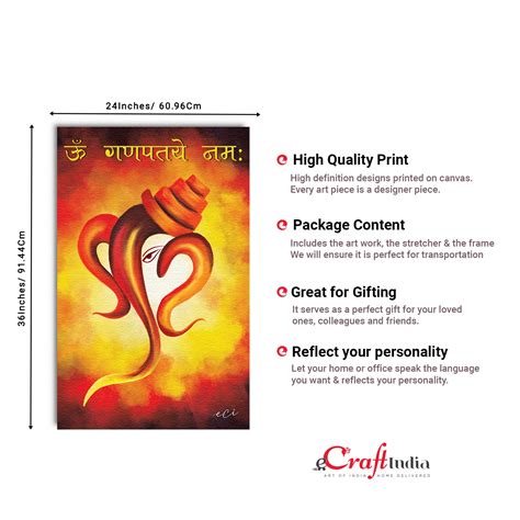 Devotional Lord Ganesha Original Design Canvas Printed Wall Painting ...