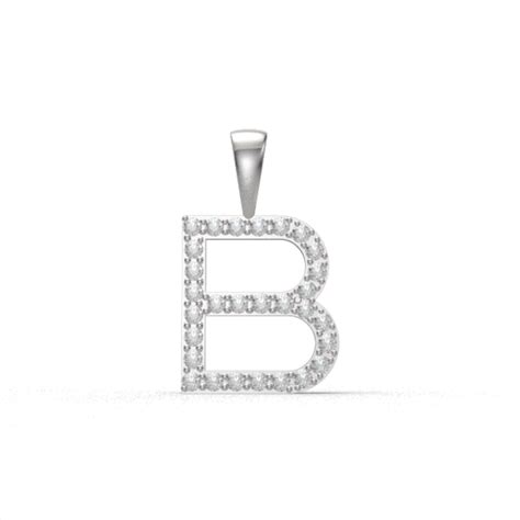 B - "BlueJwel's Classic 'B' Alphabet Pendant in 925 Sterling Silver ...