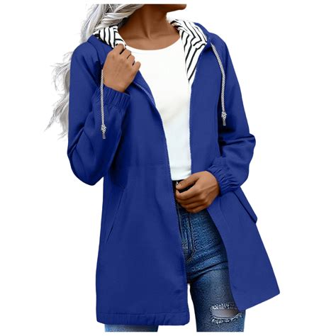 Plus Size Raincoat Women Waterproof Long Hooded Trench Coats Lined ...