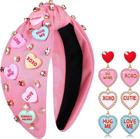 Amazon.com : Valentine's Day Heart Headbands - Jeweled Conversation ...