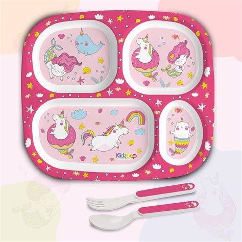 Cello Kidzbee Quadmeal Pink Parade Melamine Meal Set for Kids | BPA ...