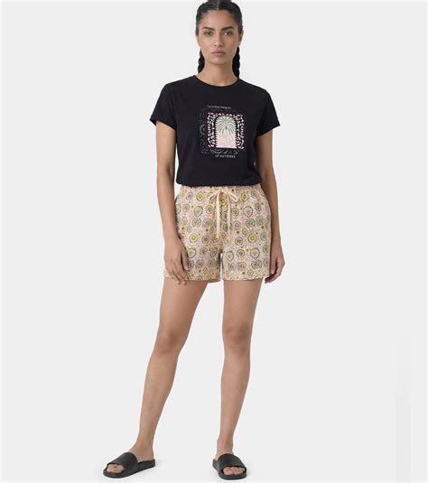 Enamor Drawstring Mid Thigh Length Mid Rise Basic Shorts - Relaxed Fit