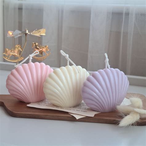 Set of 3 Sea shell candle – The Umbrella store