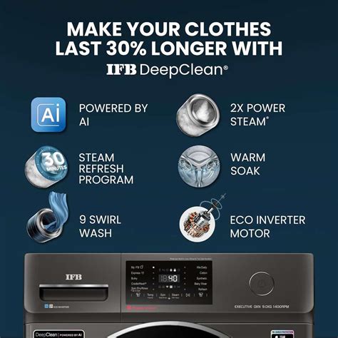 IFB 9 kg 5 Star with Steam Refresh program, 9 Swirl Wash, Eco Inverter ...