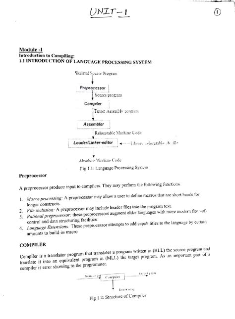 Compiler Notes Unit 1: Introduction to Language Processing Systems ...