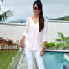 Mugdha Godse looks elegant in all white attire at the launch of real ...