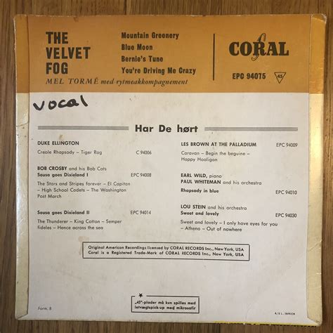 Mel Torme- The Velvet Fog / Import EP on Coral Records! | eBay