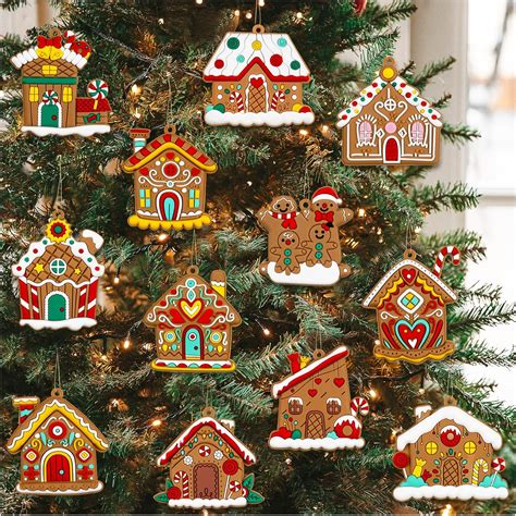 Amazon.com: Gingerbread House Ornaments Christmas Tree Decoration ...