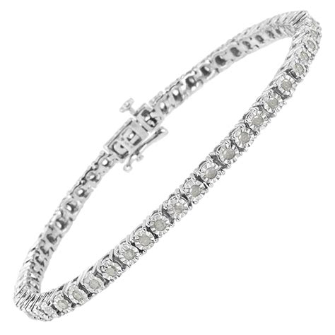 .925 Sterling Silver Purple Amethyst and 1/10 Carat Diamond Tennis ...