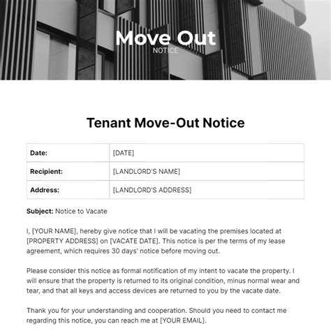 Free Move Out Notice Template to Edit Online