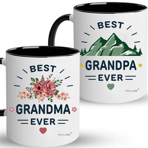 Amazon.com: Best Grandparents Mugs Coffee Set Gift, Present Grandma ...