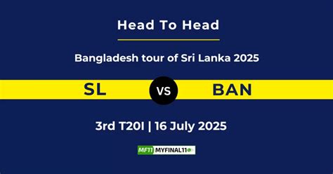 SL vs BAN Player Battle & Head to Head Team Stats - 3rd T20I, 2025